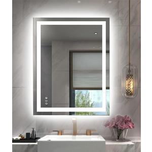 Amorho LED Bathroom Mirror 24"x 36" with Front and Backlight, Stepless Dimmable Wall Mirrors with Anti-Fog, Shatter-Proof, Memory, 3 Colors, Double LED Vanity Mirror(Horizontal/Vertical)