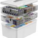 Amazon.com: ANYPROLUS 3 Tier Medicine Cabinet Organizer Large Capacity Medicine Box with Handle, Plastic First Aid Box Empty Multipurpose Medical Supply Organizer with Removable Tray, White : Home & Kitchen