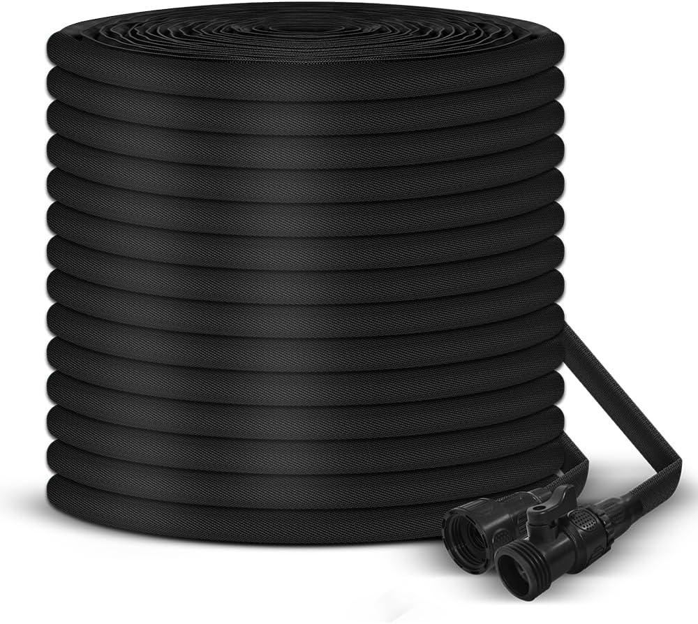 Garden Hose 50FT Water Hose Pliable Lightweight Water Pipe for Car Pet Wash Plant Irrigation in Outside Backyard Farm Lawn with Non-expandable Latex Core, 3/4" Connectors, Polyester Woven