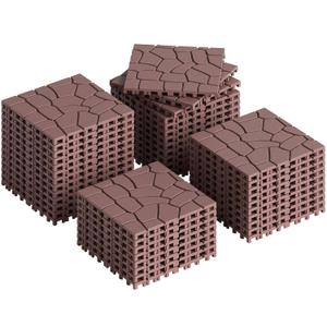 Rovibek 44 PCS Interlocking Deck Tiles, 12" X 12" Plastic Deck Tiles Outdoor Waterproof, All Weather Patio Tiles for Balcony Backyard Poolside Porch, Pavers for Outside Walkway, Stone Brown