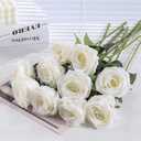 Rowfad 120 Pcs Artificial Roses Bulk Velvet Silk White Roses White Roses for Wedding Centerpieces Bridal Bouquet Mohter's Day Home Decor (120, White)
