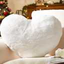 YRXRUS Heart Pillows, Love Heart Shaped Pillow, White Cute Heart Pillow for Gifts, Shaped Throw Pillows for Her, Kids, Women, Girls Home Decoration, Faux Rabbit Fur 10X11 Inch