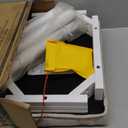 LUE BONA Upholstered Fabric Vanity Bench Seat, Makeup Stools for Vanity, Square Tufted Ottoman Bench with Carved White Legs for Bedroom Living Room, Linen Color