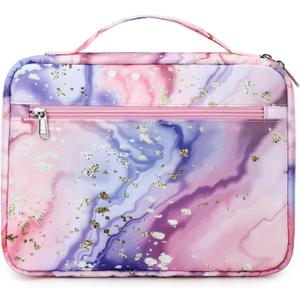 Bible Covers for Women Bible Case Girls Bible Bags Kids Scripture Carrying Case with Handle PocketsBible Book Carrying Case (Pink-Marble)