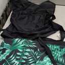 Girls Swimsuit 2 Piece Halterneck Girls Tankini Swimsuit Drawstring Printed Swim Shorts Girl Bathing Suit for 7-16T (17-18 Years, Black+green)