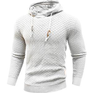 Zaitun Mens Hooded Sweatshirt Long Sleeve Solid Knitted Hoodie Pullover Sweater (XX-Large, White)