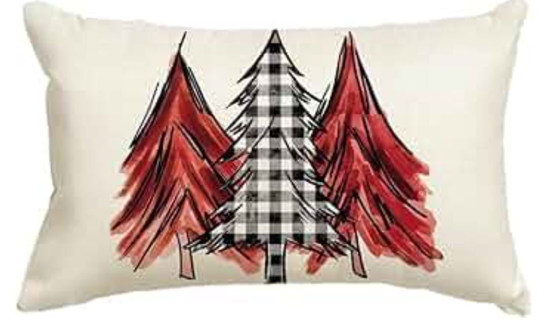 Watercolor Christmas Tree Lumbar Pillow Covers 12X20 Inch Christmas Pillow Covers Rectangle Throw Pillows Decoration for Sofa Couch Porch Outdoor(X)