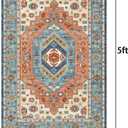 Bedroom Rugs - 3x5 Area Rug for Living Room Machine Washable Rugs Non-Slip Low-Pile Entryway Kitchen Rug Throw Lagre Rug Oriental Distressed Capet for Bathroom Office Laundry Dinning Room