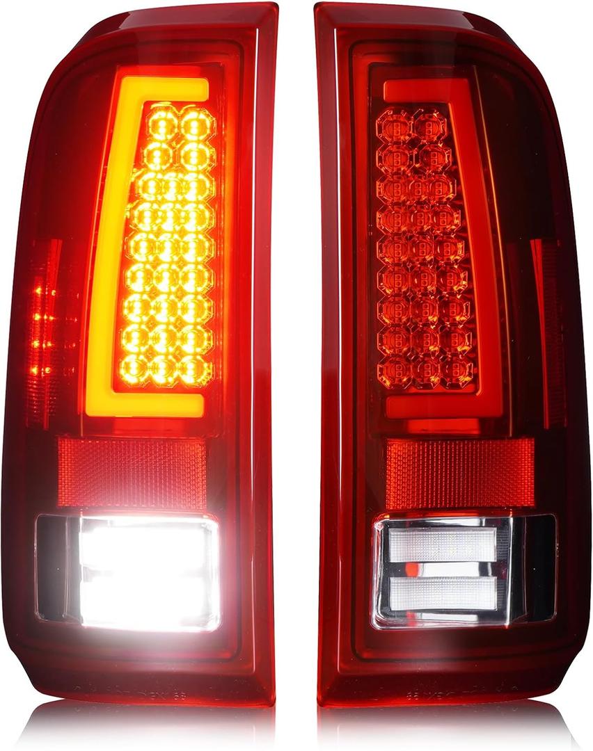LED Tail Lights for Ford F250 F350 F450 F550 Super Duty 2008-2016,only fit Fleetside Bed Model, Rear Taillight Assembly, Chrome Housing Red Lens