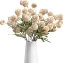 10 Pcs Artificial Flowers Pompon Mum Fake Flowers, Faux Small Mini Chrysanthemum Flowers, Realistic Faux Flowers for Room Decor Aesthetic, Living Room Farmhouse House Decor, Beige
