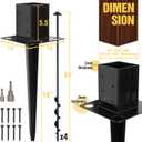 LADECH 4x4 Fence Post Anchor Ground Spike 24 Length with Ground Anchors Screw in - Metal Black Powder Coated Mailbox Post Anchors Fit 3.5x3.5 Standard (Black - 1 Pc)