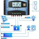 100A MPPT Solar Charge Controller, 12V/ 24V Solar Panel Battery Intelligent Regulator with Dual USB Port, LCD Display and Timer Setting ON/Off Hours
