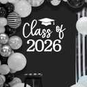 Class of 2026 Decal Sign for Balloon Arch - 2026 Graduation Decor for High School College Graduate, Congrats Grad Party Class of 2026 Event Planner Vinyl Decal (White)