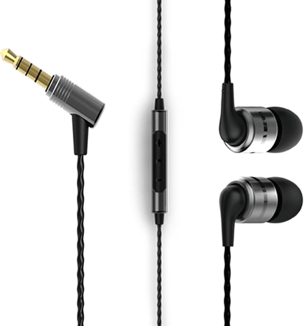 SoundMAGIC E80C Wired Earbuds with Microphone HiFi Stereo Earphones Noise Isolating in Ear Headphones Comfortable Fit Super Bass for Audiophile Gunmetal (Black)