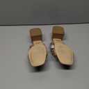 Syktkmx Women's Braided Heeled Sandals Backless Square Open Toe Block Slide Sandals, Light Brown, Size 7,5
