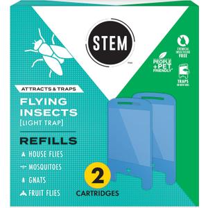 STEM Flying Insect Light Trap Refill Cartridges, Indoor Fruit Fly Trap, Insecticide-Free Pest Control for Home, Attracts and Traps Insects, Official STEM Refills - 2 Count