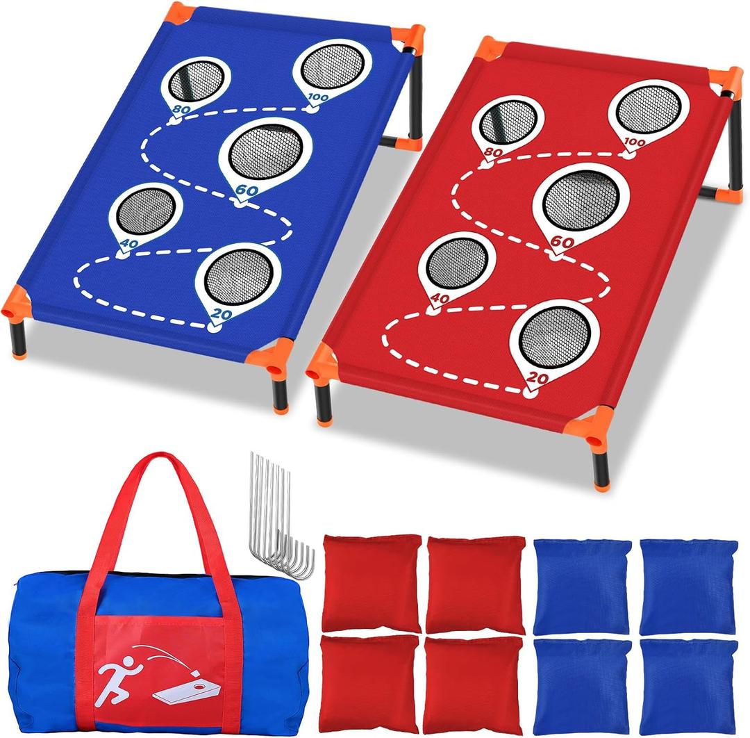 NZQXJXZ Portable Cornhole Board Set with 8 Bean Bags 3x2FT Cornhole Games for Kids and Adults Cornhole Set for Indoor and Outdoor Camping Parties Travel Beach Yard