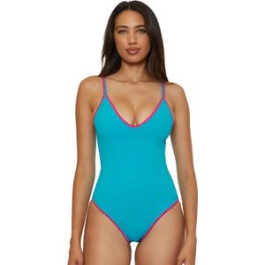 Lucky Brand Women's Marbella One Piece Swimsuit, Adjustable, Bathing Suits (Medium, Ocean)