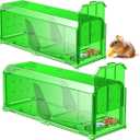 Mouse Traps Indoor for Home, Catch and Release, 2 Pack Large Size Live Mouse Trap No Kill, Sensitive Humane Mouse Trap, Safe Rat Trap for Dog Cat and Family (Green)
