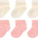 6 Pairs Baby Girl Wool Socks Winter Soft Warm Turn Cuff Ruffle Crew Socks for Infant Toddler Girls Newborn to 3 Years