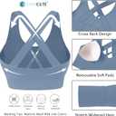 Evercute Sports Bra for Women Padded Medium Support Criss Cross Strappy Bras Seamless High Impact Yoga Exercise Athletic Bras (L)