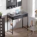Pamray 32 Inch Small Computer Desk with 2 Drawers for Bedroom Study Writing Home Office Table for Small Spaces Grey