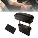 Flecto Car Armrest Storage Box, Adjustable Height Car Seat Gap Filler Organizer and Elbow Rest Support, Compatible with Most Car Models, Console Extension for Driver Fatigue Relief, Black