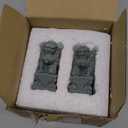 livelyfish Asian Fu Foo Dogs Pair of Two Guardian Lion Statues, Fish Tank Aquarium Sandstone Figurines Chinese Ornaments Feng Shui Decorations (M)