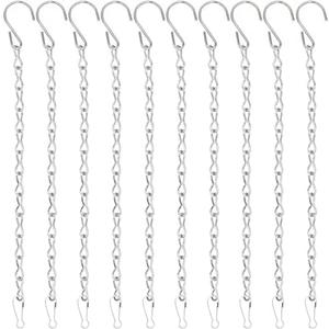 YINGFENG 10 Pack 9.5 Inch Silver Hanging Chains for Hanging Bird Feeders, Bird Houses, Planters, Baskets, Birdbaths, Lanterns, Wind Chimes, Billboards, Signs and Ornaments