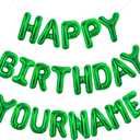 TONIFUL 65 Pcs 16 Inch Green Happy Birthday Balloons and 2 Sets A-Z Foil Letters Balloons DIY Personalized Phrase Banner for Birthday Celebration Halloween Thanksgiving Christmas Party Decorations