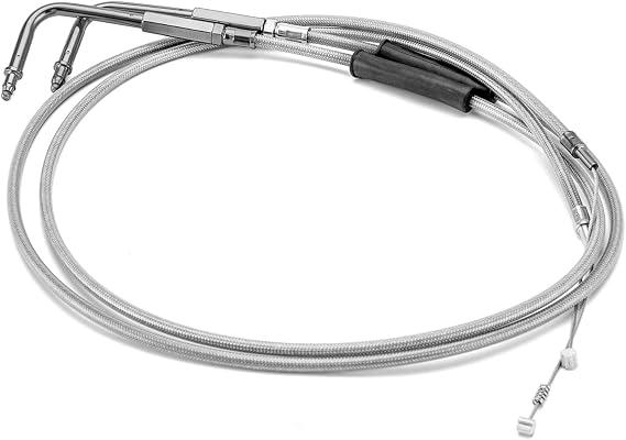 Mofun Extended Length 40" Throttle Cable and Idle Cable Kit Stainless Steel Compatible with Harley Sportster XL 883 1200 Softail Dyna, Chrome