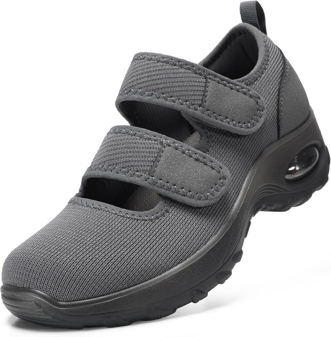STQ Womens Walking Shoes Non Slip Orthopedic Shoes Adjustable Diabetic Shoes Comfort Mary Jane Shoe