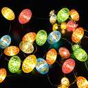 TURNMEON Easter String Lights Easter Decorations, 10 Ft 30 LED Egg Light Battery Operated Easter Lights Copper Wire Fairy Lights for Home Indoor Outdoor Decor Window Tree Party Hunt