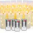 CAKETYCG 20 Pcs LED Flameless Candles with Remote, 3D Flickering Flame & LED String Lights, Acrylic Clear Cylinder, Timer Function, Romantic Ambience for Home Decor, Party, Wedding