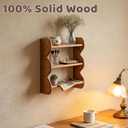 Vintage Wooden Wall Shelf, 100% Solid Wood 3 Tier Wall Shelves, Rustic Wall Mounted Home Decor Trinket Shelf Display Shelves for Apartment, Kitchen and Bedroom