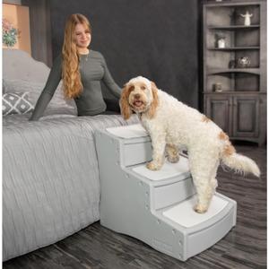 Pet Gear Easy Step III Extra Wide Pet Stairs, 3 Step for Dogs/Cats up to 200 pounds, Removable/Washable Carpet, Easy Assembly (No Tools Required), Fog