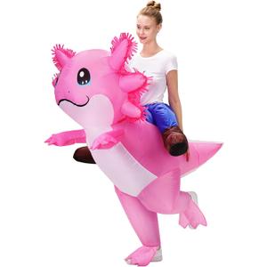 Stegosaurus Axolotl Costume Inflatable Costume for Adult Halloween Costumes Air Blow up Costumes Funny Ride on Axolotl Costume for Cosplay Party