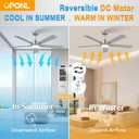Ceiling Fans with Lights, 52 Inch Nickel Modern Ceiling Fan with Light and Remote Control, DC Reversible Motor, Noiseless, Dual Fan Blades, 6CCT, Fans for Bedroom, Living Room, Indoor and Outdoor Use