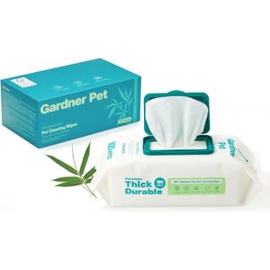Gardner Pet Bamboo Dog Wipes for Paws and Butt, Dog Wipes Cleaning Deodorizing, Soothing Pets Wipes with Coconut Oil, Extra Thick Cat Wipes, Puppy Wipes, Unscented 100 Count