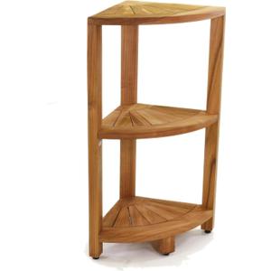 AquaTeak 12" Kai-Petite Teak Corner Shelf Stand - Shower Stand with 3 Tier Shelf for Bathroom - Durable Water Resistant Shower Organizer - Space-Saving Storage Shelves with Anti-Slip Feet