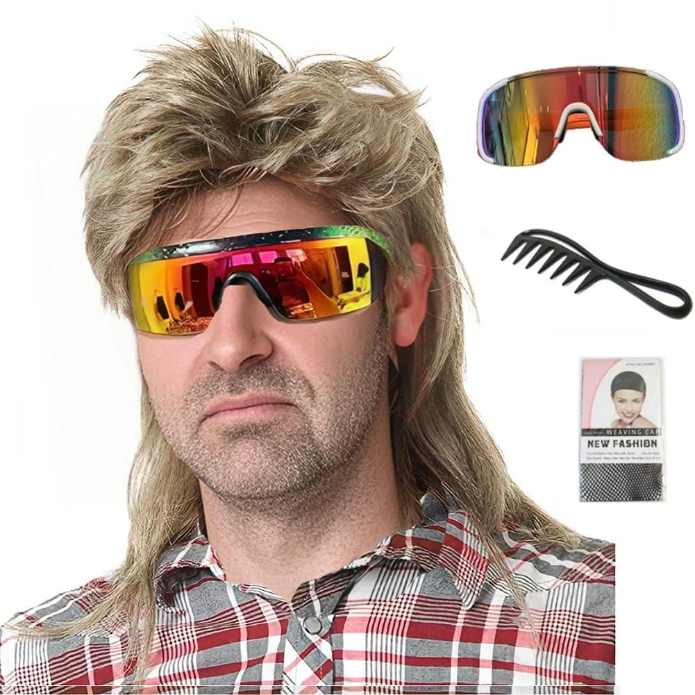 Mullet Wigs for Men,Joe Dirt,Emo Wig 80s Costumes Fancy Party Accessory Cosplay Wig Halloween Man x (Blonde)