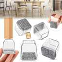 24PCS Square Chair Leg Floor Protectors, Furniture Sliders, Chair Leg Protectors for Hardwood Floors, Non-Slip Felt Furniture Pads, Silicone Cap Covers to Protect Floors, (Fit 0.75" - 1.1")