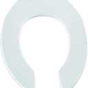 BEMIS 955CT Commercial Open Front Plastic Toilet Seat, Heavy Duty Industrial Seat without Lid, Secure Installation for Long Lasting Use, Made in USA, Round, White
