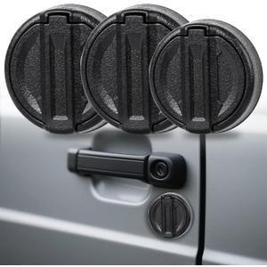 MYFAMIREA Magnetic Keyhole Covers for Jeep Wrangler JL/Gladiator JT 2018-2025 ABS 2 Front & 1 Tailgate Door Lock Protector, Keyhole Decor Accessories with Scratch-Free Silicone Backing, 3 PCS, Classic