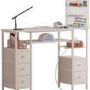 Manicure Table Nail Desk for Nail tech with Drawers and Power Outlet,Nail Beauty Table with Storage and Open Shelves for Home,Workshop,Makeup Beauty Salon Workstation (Acrylic), 47.24 x 15.75 x 47.24 inches