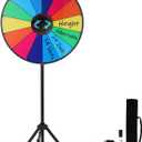 24 Inch Prize Wheel with Folding Tripod Floor Stand 44-60 Height Adjustable 14 Slots Color Dry Erase Spin Wheel Spinner Game with Dry Erase & Marker Pen for Trade Show