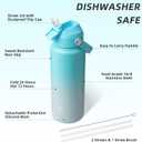 BJPKPK Water Bottle with Straw Lid, 24oz Vacuum Insulated Water Bottles, Metal Stainless Steel Thermo for Sports, Travel, BPA Free Leak Proof Thermo, Cups, Flasks, Tumblers,Sea Salt