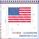 Newwiee 12 Pcs Classroom American Flag for Schools 2 x 3ft USA Classroom Fade Resistant Large American Flag with Pole for Back to School Indoor Wall Office House First Day of School Supplies