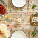 Artoid Mode Champagne Embroidery Daisy Gauze Table Runner 120 Inch 10FT, Seasonal Sheer Kitchen Dining Holiday Wedding Birthday Table Decor for Home Party, 27" x 120"