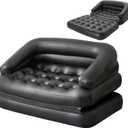 Inflatable Sofa Bed for Camping, Pool Float Couch Outdoor Mattress Bed with Armrest, Full Size, Black